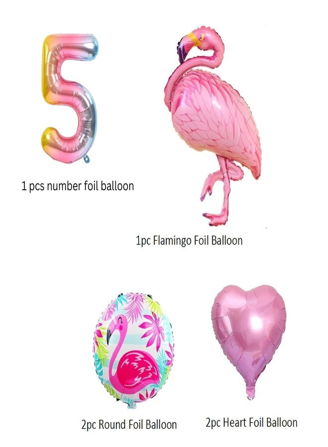 FI - FLICK IN 6pcs Flamingo Theme Birthday Decoration Foil Balloon Set For Kids 5th Birthday, Chiller Party, Baby Shower (Pack Of 6, Multicolor) - Image 2